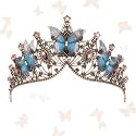CIEHER Baroque Queen Crown for Women,Rhinestone Wedding Tiaras and Crowns Crystal Vintage Princess Crown Headband Birthday Tiara (Butterfly - Wine Red &amp; Blue)