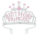 CIEHER Birthday Crown For Girls And Women - Princess Tiara Birthday Decorations And Gifts - Silver