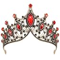 CIEHER Black Red Crown Crystal Queen of Hearts Crown for Women Eivl Tiara