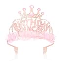 CIEHER Pink Princess Birthday Crown For Girls Women - Tiara Birthday Girl Crown Princess Decorations Party Favors Gifts