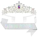 CIEHER Princess Crown &amp; Sash Set - Birthday Tiara for Girls &amp; Women, Perfect for Princess Birthday Gifts