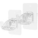 CIEMGNZOC 2PCS No Drill Curtain Brackets, Self-Adhesive Rods, Adjustable Curtain Hooks for Rods Under 1.57 Inch (Transparent)