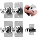 CIEMGNZOC 4PCS No Drill Curtain Brackets, Self-Adhesive Rods, Nail Free Adjustable Holders, Hooks for Rods Under 1.57 Inch (Silver)
