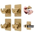 CIEMGNZOC 4PCS No Drill Curtain Rod Brackets, Gold Plastic, Self-Adhesive & Screw Mount, Holds Up To 20 Pounds, Suitable For Rods Up To 1.57 Inch Diameter