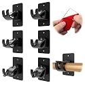 CIEMGNZOC 6-Pack Curtain Bracket Holders, Universal Self-Adhesive Wall Mounts, Fits 0.6'' to 1.5'' Rods, Black