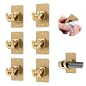 CIEMGNZOC 6PCS No Drill Curtain Rod Brackets, Self-Adhesive Curtain Rods No Drilling, Nail Free Adjustable Curtain Rod Holders, Curtain Hooks for Rod Less Than 1.57 Inch Diameter (Gold)