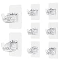 CIEMGNZOC 8PCS No Drill Curtain Rod Brackets, Self-Adhesive Curtain Rods No Drilling, Nail Free Adjustable Curtain Rod Holders, Curtain Hooks for Rod Less Than 1.57 Inch Diameter (Transparent)