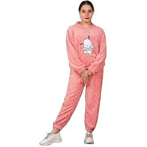 Womens Fur Long Sleeve Nightsuit Regular