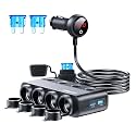 Cigarette Lighter Splitter 216W 4 Socket USB C Car Adapter for Truck SUV