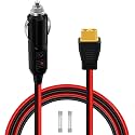 XT60 Female to Cigarette Lighter Male Extension with LED 14AWG 12V 24V Cigarette Lighter to XT60 Adapter Extension Cable 20A with 2 Spare Fuses for Solar Panel, Solar Generator (Male, 5 m)