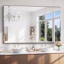 CILIBER Beveled Bathroom Mirror, 60x40 Large Bathroom Mirrors for Over Sink, 3mm Tempered Glass Beveled Frameless Vanity Mirror for Bathroom, Bedroom, Living Room and Entryway