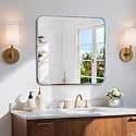 CILIBER Beveled Mirror, 24x24 Square Bathroom Mirror Rounded Corner, 3mm Tempered Glass, 18 inch Frameless Vanity Mirror with Beveled Edge for Bathroom, Bedroom, Living Room and Entryway