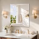 CILIBER Beveled Mirror, 24x30 Frameless Beveled Bathroom Mirrors for Wall, 3mm Tempered Glass Rectangle Vanity Mirror with Beveled Edge, Crystal-Clear, Hangs Horizontally or Vertically
