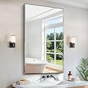 CILIBER Beveled Mirror, 24x40 Frameless Beveled Bathroom Mirrors for Wall, 3mm Tempered Glass Rectangle Vanity Mirror with Beveled Edge, Crystal-Clear, Hangs Horizontally or Vertically