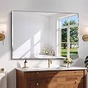 CILIBER Beveled Mirror, 50x36 Large Bathroom Mirrors for Over Sink, Lightweight Design Beveled Frameless Vanity Mirror Wall Mounted, Crystal-Clear 3mm Tempered Glass, Horizontally or Vertically