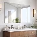 CILIBER Frameless Mirror, 30x40 Inch Rectangle Vanity Mirror for Wall, Large Bathroom Mirror Over Sink with Polished Edge, 3mm Tempered Glass, Horizontal or Vertical Hanging