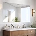 CILIBER Frameless Mirror, 30x48 Inch Rectangle Vanity Mirror for Wall, Large Bathroom Mirror Over Sink with Polished Edge, 3mm Tempered Glass, Horizontal or Vertical Hanging