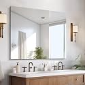 CILIBER Frameless Mirror, 36x40 Mirrors for Wall, Large Bathroom Mirror for Over Sink, Rectangle Frameless Vanity Mirror with Polished Edge, 3mm Tempered Glass, Hangs Horizontally or Vertically