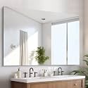 CILIBER Frameless Mirror, 60x40 Mirrors for Wall, Large Bathroom Mirror for Over Sink, Rectangle Frameless Vanity Mirror with Polished Edge, 3mm Tempered Glass, Hangs Horizontally or Vertically