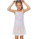 Girls Swim Cover Ups Beach Crochet Mesh Crossback Swimsuits Cover Up Dress for Girls 4-12 Years