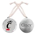 Cincinnati Ornament Non-Dated | Hand-Sculpted Christmas Tree Ornament | Intricately Crafted Metal Pewter Alma Mater Inlay