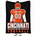 Cincinnati Throw Blanket Personalized Name and Number Gifts for Men Women Kids Flannel Tapestry