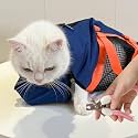 Cinf Cat Nail Clipping Cleaning Grooming Restraint Bag No Scratching Biting for Bathing Nail Trimming Injecting Examining(Navy Blue,M)