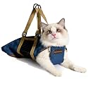 Cinf Cat Nail Clipping Cleaning Grooming Restraint Bag No Scratching Biting for Bathing Nail Trimming Injecting Examining(Tan Blue,M)