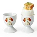 Cinf Ceramic Egg Cups, Set of 2, Puppy Boiled Egg Holders for Breakfast
