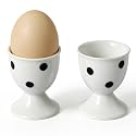Cinf Ceramic Egg Cups, Set of 2, Monodot Boiled Egg Holders for Breakfast