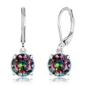 Leverback Dangle Earrings Created Crystal Drop Earrings Gold Plated Jewelry Gift for Women Girls 8mm