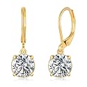 Leverback Dangle Earrings Created Crystal Drop Earrings Gold Plated Jewelry Gift for Women Girls 8mm