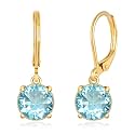Leverback Dangle Earrings Created Crystal Drop Earrings Gold Plated Jewelry Gift for Women Girls 8mm
