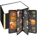 Cinnvoice 24 Pcs Restaurant Menu Covers 8.5 x 11 Inch Book Style 4 Page 8 View PVC Transparent Restaurant Menu Holder Book for Cafe Bar Hotel, Black
