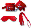 cinrada Handcuff Role Play Kit Red – 3 Pcs Combo Set For Couple Role Play