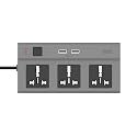 CINTA CE 3251 240 Volts Brave 3 pin Power Strip 2 mtr Heavy Duty Cable 3+1 with 2.1 Twin USB, International sockets & Neon Indicator (Grey)
