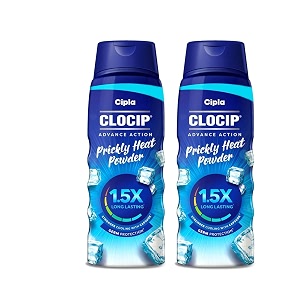 cipla clocip advance action prickly heat powder 150g pack of 2