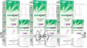 cipla evexpert intimate wash for women  balances ph  daily hygiene wash  intimate wash 300 ml pack of 3