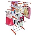 CIPLA PLAST Strong &amp; Heavy Two Pole 3 Layer Mild Steel and Co-Polymer Foldable and Movable King Jumbo Cloth Dryer Stand Floor and Balcony with Six Caster Wheel BRC-750 (Orange)