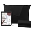 CirclesHome Pillow Protectors Queen Size Set of 2 with Zipper, Black