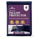 CirclesHome Pillow Protectors Queen Size Set of 4 with Zipper, Cotton, Navy