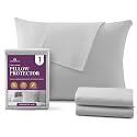 CirclesHome Toddler Pillow Protector with Zipper, Cotton 13x18, Light Grey