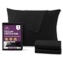 CirclesHome Toddler Pillow Protector with Zipper, 100% Cotton, 13x18, Black