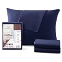 CirclesHome Standard Pillow Protectors with Zipper, Cotton, Set of 2, Navy