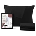 CirclesHome Standard Pillow Protectors with Zipper, Cotton, Set of 4, Black