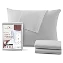 CirclesHome Standard Pillow Protectors with Zipper, Set of 4, Light Grey