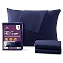 CirclesHome Toddler Pillow Protector with Zipper, 100% Cotton, 13x18, Navy