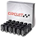 Circuit Performance 12x1.25 Black Closed End Bulge Acorn Lug Nuts Cone Seat Forged Steel (24 Pieces)