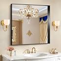CIRCUMI Black Bathroom Mirror 36x36 Rectangular Mirror