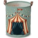 Funky Circus Tent Laundry Basket, Kids Oxford Cloth Hamper, 15.75x19.7in